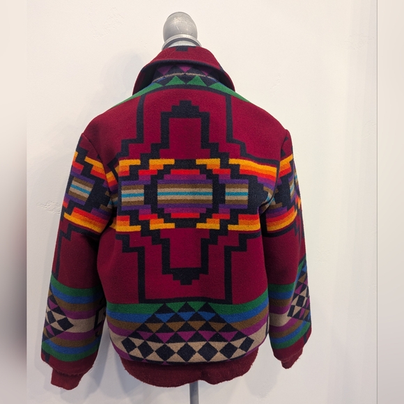 VINTAGE 1990's PENDLETON Country Sophisticates MULTICOLORED WOOL BOMBER JACKET - Picture 2 of 11